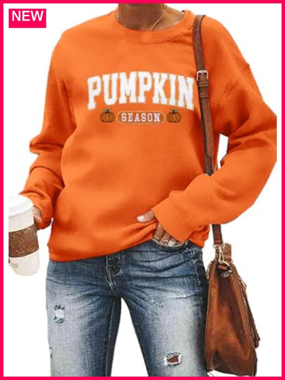 Pumpkin Embroidered Crewneck Sweatshirt Long Sleeve Pullover Fall